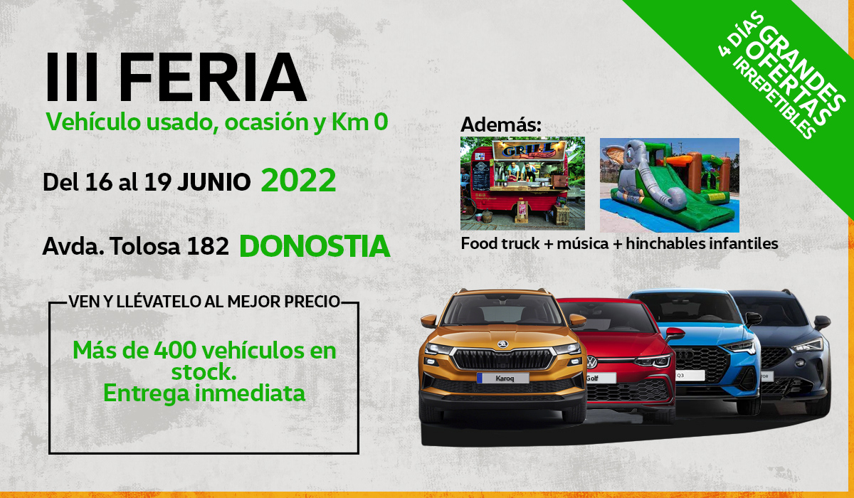 Feria vehiculo ocasión primavera junio 2022 skoda menabi donostia guipuzcoa vasa taldea definitivo castellano
