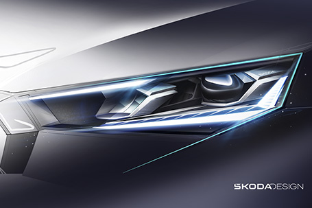 bocetos de los nuevos faros del skoda scala y kamiq